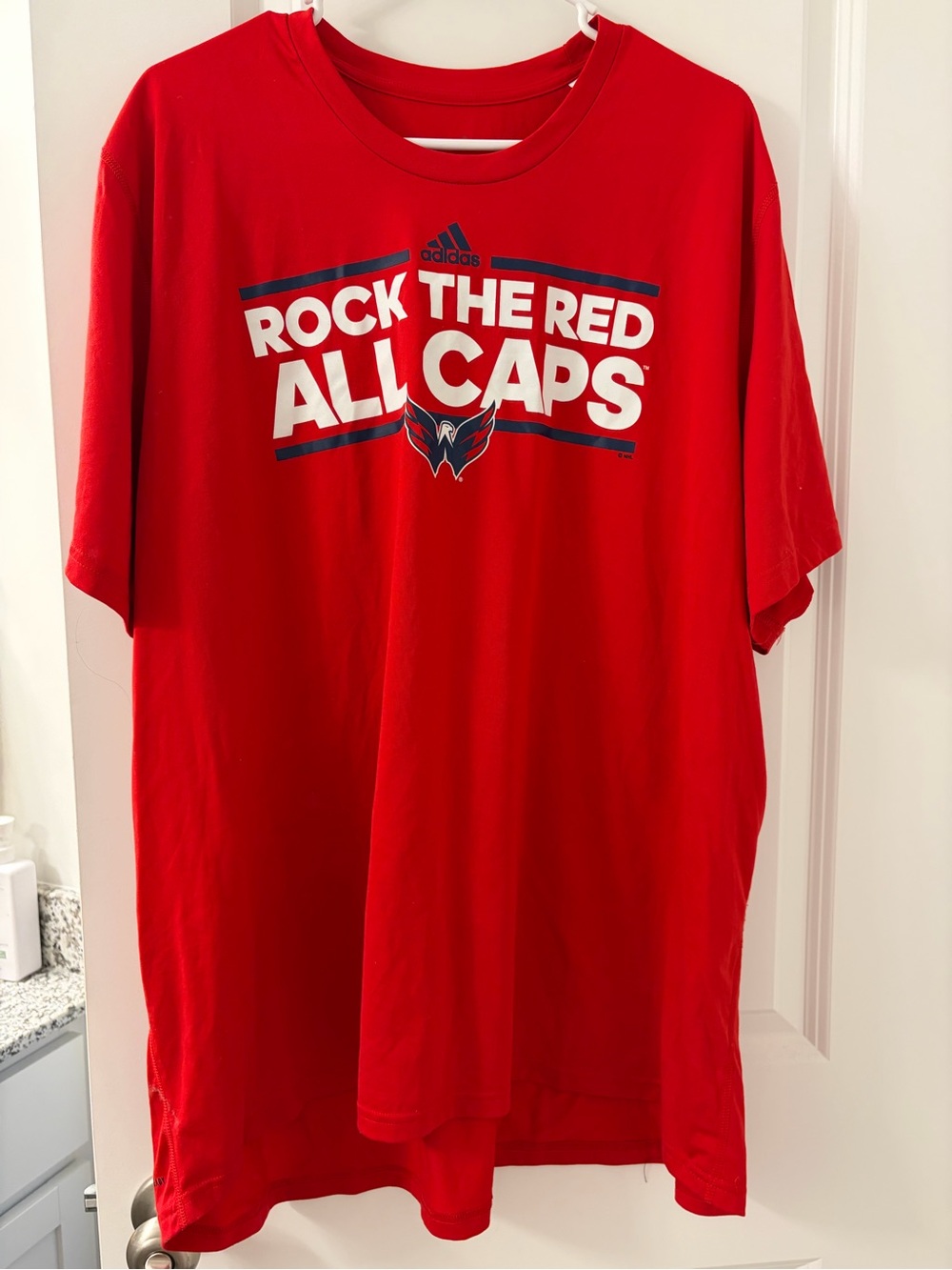 adidas Red Short-Sleeve 'Rock The Red All Caps' Graphic Tee